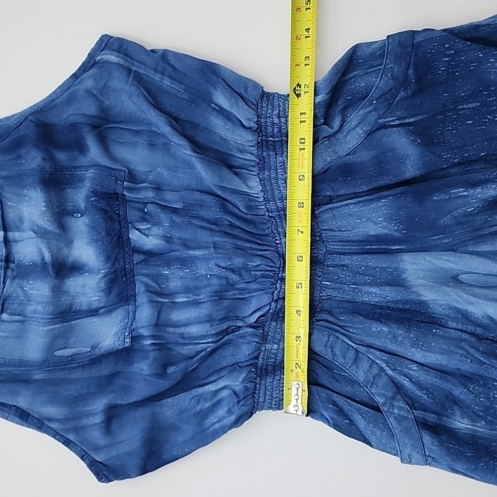 Khush Women Blue One Piece Jumpsuit Lightweight Flowy Tassles Elastic Waist Sz M - Picture 12 of 16
